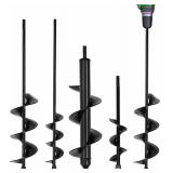TCBWFY 4 Pack Garden Auger Spiral Drill Bits - 1.6"x9", 1.6"x16.5", 3"x16.5", 3"x12" - Heavy Duty Steel - Corrosion Resistant - Perfect for Post Holes, Earth & Lawn Augering,Planting Bulbs&Trees - Ret