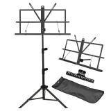 IRONTREE Sheet Music Stand with Clamp and Carrying Bag - 2 in 1 Dual-Use Desktop Book Stand, Portable and Lightweight, Designed for Kids to Carry Around (Black) - Retail: $12