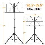IRONTREE Sheet Music Stand with Clamp and Carrying Bag - 2 in 1 Dual-Use Desktop Book Stand, Portable and Lightweight, Designed for Kids to Carry Around (Black) - Retail: $12