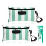 Green and White Striped Locking Money Bag Set Of 2 - Retail: $15