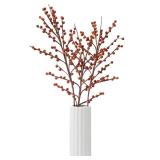 Thiccywoov 3 Pcs 30 Inch Realistic Christmas Ilex Berry Stems Branches Burgundy Long Christmas Fake Holly Berries Faux Berry Picks for Holiday Winter Vase Home Ornament DIY Crafts Wreath Garland - Ret