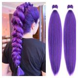 Purple Braiding Hair Extensions 24Inch Pre Stretched Synthetic Braiding Hair for Braids (purple, 24 Inch (Pack of 2)) - Retail: $8