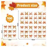NatNarr 100 Pcs Fall Napkins, Autumn Leaves Bow Cocktail Napkins Disposable Thanksgiving Paper Napkin Orange Plaid Dessert Beverage Napkin for Harvest Home Kitchen, 5X5 Inch - Retail: $8