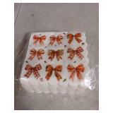 NatNarr 100 Pcs Fall Napkins, Autumn Leaves Bow Cocktail Napkins Disposable Thanksgiving Paper Napkin Orange Plaid Dessert Beverage Napkin for Harvest Home Kitchen, 5X5 Inch - Retail: $8
