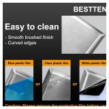 [5Pack] BESTTEN Duplex Metal Wall Plate with Protective Film, 1-Gang Standard Size, Corrosion-Resistant Stainless Steel Outlet and Switch Cover, Industrial Grade, Brushed Finish, Silver - Retail: $12