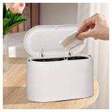 LTWQLing Mini Trash Can with Lid - Removable Small Garbage Can, Tiny Plastic Trash Bin, Pop Up Countertop Wastebasket, Counter Garbage Lint Bin for Bathroom,Office,Kitchen,Desk,Coffee Table(White) - R