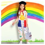Tacobear Kids Artist Costume with Overalls Berets Beard Bow Tie Paint Bucket Brush, Halloween Career Day Dress Up for Boys Girls - Retail: $23