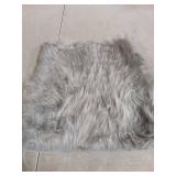 NINGDAN 12inch Square Small Faux Fur Sheepskin Cushion Soft Plush Area Rug,Photo Background for Small Product Desktop Photography,Display and Decor,Jewelry,Nail Art,Locker Accessories (Grey) - Retail: