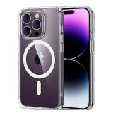 ESR for iPhone 14 Pro Max Case, Compatible with MagSafe, Shockproof Military-Grade Protection, Yellowing Resistant, Magnetic Classic Hybrid Case (HaloLock), Clear - Retail: $13