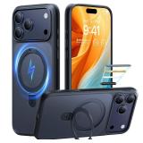 TORRAS Ostand Magnetic for iPhone 17 Pro Case, Fit for MagSafe, 4X Military Drop Protection, Camera Control, Slim Phone Case for iPhone 17 Pro with Kickstand, Translucent Matte Cover 6.3", Black - Ret