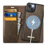 PlusnapX Wallet Case for iPhone 15 Plus Compatible with Magsafe, 2-in-1 PU Leather Flip RFID Blocking Card Holder Stand Shockproof Magnetic Detachable Cover for iPhone 15 Plus Case 6.7", Brown - Retai