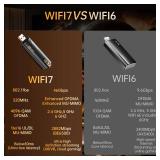 Biaze WiFi 7 Wireless Network Card, Plug and Play Without Removing Host, USB 3.0, Total Speed 6500Mbps, Tri-Band Wireless, Driver Included, Windows 10/11 Compatible. - Retail: $36