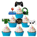 MIAHART 60 Pcs Video Game Themes Cake Toppers 6 Styles Cupcake Picks Decorations for Kids Gaming Birthday Fans Party Favors - Retail: $8