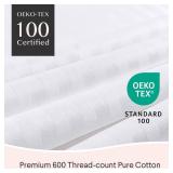 FAUNNA 600TC 100% Cotton Pillow Protectors, Standard Size (20x26), 4 Pack, Oeko-TEX Certified, Hotel Grade Pillow Cover with Silent Zipper, Zip Up Pillow Cases, White - Retail: $21