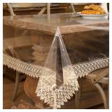 Walrus Clear Vinyl Tablecloth Protector Waterproof/Oil-Proof Plastic Square Transparent Sheet Table Cover (54X84 Inch) - Retail: $17