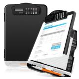 Geyoga 1 Pack Calculator Clipboard with Storage 14 x 10 x 2.6 Inches File Folder Plastic Storage Clipboard Letter Size File Folder with Low Profile Clip for School Classroom Office - Retail: $29