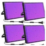 Waygor 300W LED Black Lights for Glow Party, Black Light Flood Light IP65 Waterproof 395nm UV Blacklight Floodlight Purple Black Light Spotlight Fluorescent UV Light Lamp for Halloween Decor (4 Pack) 