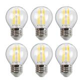 6-Pack G45 E26 LED Small Globe Bulbs 40Watt Equivalent, 2700K Warm White, 400Lumens, 4W G16.5 Vintage Chandelier Light Bulbs, Non-Dimmable, LED Filament Clear Glass Candle lamp for Home Office Decor -