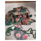 Mepase 3 Pcs Christmas Holiday Costume for Women Vintage Long Sleeve Dress Floral Cap Pearl Necklace Xmas Party Outfit (XL) - Retail: $39