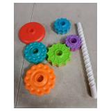 JUXUE Baby Spinning Stacking Toys for Toddlers 1-3, Rainbow Ring Stacker Montessori Toys for Babies 6-12 Months, 1 2 3 One Year Old Girl Boy Christmas Birthday Gifts, Autism Sensory Learning Toy - Ret