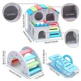 3 Pieces Fun Hamster Guinea Pig Hideout Kit Include PVC Hamster House, Rainbow Bridge, Seesaw DIY Exercise Playhouse for Rats Mouse Small Animals(Small,Rainbow Color) - Retail: $13