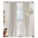 100% Blackout Shield Linen Blackout Curtains for Bedroom 84 Inches Long, Back Tab/Rod Pocket Living Room Drapes, Thermal Insulated Blackout Curtains 2 Panels Set, 50" W x 84" L, Cream - Retail: $35