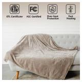 Tefici Electric Heated Blanket Throw, Super Cozy Soft 2-Layer Flannel 50" x 60" Heated Throw with 3 Heating Levels & 4 Hours Auto Off, Machine Washable, ETL&FCC Certified, Home Office Use,Camel - Reta