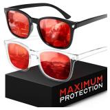 livho Blocking Gaming Glasses Blue Green Light for Computer Sleeping, Dual Coatings Red Lenses, for Women & Men - Retail: $17