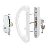 HILLMASTER Sliding Glass Door Handle with Mortise Lock and Key Cylinder,Patio Door Lock with Key Replacement Patio Door Handle Set Sliding Door Lock Fits 3-15/16" Screw Hole Spacing,Reversible Design