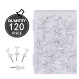 Push Pins for Bulletin Board, Thumb Tacks with Clear Plastic Tip and Steel Tip, Portable and Durable Wall Tacks Suitable for Cork Board, Office and Daily Life 120pk