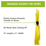 Wristco 100 Yellow Cloth Event Wristbands Plastic Closure to Prevent Transfer or Reuse Premium-Grade Fabric Bracelets for Party Entry, Summer Camp, VIP Identification, Drink Ticket ID