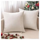MIULEE Pack of 2 Pure White Decorative Pillow Covers 18x18 Inch Soft Chenille Couch Spring Throw Pillows Farmhouse Cushion Covers for Home Decor Sofa Bedroom Living Room