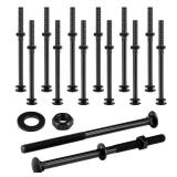 Zonon 12 Sets 1/2 x 8 Inch Black Carriage Bolt Kit Galvanized Carriage Bolt Set Includes Rust Resistance Washers and Nuts for Fastening Accessories