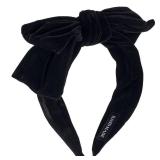 Bow Headband for Women Girls Kids Black Velvet Knotted Headband Non Slip Embellished Wide Top Knot Hairband for Thin Thick Long Short Curly Hair Accessories Party Decoration Fashion Hair Bow Head Wear