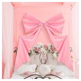 Wavwavw Big Wall Bow Decorations 39 x 72 Inch Giant Birthday Party Decor Ribbon Hanging Tie Bow Decor for Coquette Party Baby Shower Wedding Bridal Bachelorette Supplies(Pink,Polyester,Weeding)