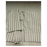 Small Window Curtains for Kitchen,Pinch Pleated Cafe Curtain 24 Inch Length,Linen Farmhouse Sheer Taupe Pinstripe Ticking Stripe Striped Curtains to Cover Cabinet Shelves,24x24 in Long