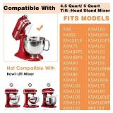 Coated Dough Hook for Kitchenaid Mixer, Accessories and Attachments for K45 K45SS KSM90 KSM150 Fits Kitchen Aid Tilt-Head Stand Mixer Bowls For 4.5-5 Quart Bowls K45DH