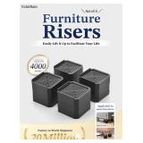EclatBain Bed Risers Furniture Risers Heavy-Duty Rectangular Adjustable Block Lift to 3 inches and 4.3 inches Desk, Sofa, Chair Legs, Refrigerator, Washing Machine Support up to 4000 pounds