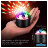 Wiwreenm Mini Disco Ball Light,Rechargeable Party Lights,Sound Activated Strobe DJ Light,Portable Battery Operated,Night Lights Projector for Kids,Halloween,Disco Decoration for Car/Parties