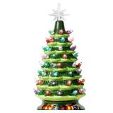 Joiedomi 15 Tabletop Prelit Ceramic Christmas Tree with 70 Multicolor Lights, Hand-Painted Ceramic Tabletop Christmas Tree with Extra Clear Top Star for Xmas Holiday Indoor Decorations