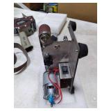 Mini Belt Sander, Electric Small Sander Knife Making Supplies, 7 Adjustable Speed Electric Knife Sharpener, Power Belt Grinder for Woodworking, Metal Working DIY (Flat Belt Sander)