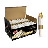 Neatiffy 27 Pack Gold Plastic Silverware Set, Pre Rolled Napkin and Cutlery Set with 27 Forks, 27 Knives, 27 Spoons, 27 Napkins, Utensils, Silverware for Parties, Weddings and Birthdays