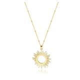 CANEVINKA 18k Gold Plated Flat High Polish Sun Hoop Pendant Beads Station Necklace Flake Gold Sunshine Pendant Satellite Chain Necklace for Women