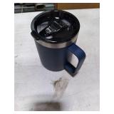 ALOUFEA 12oz Stainless Steel Insulated Coffee Mug with Handle, Double Wall Vacuum Travel Mug, Tumbler Cup with Sliding Lid, Navy DENTED ON THE SIDE