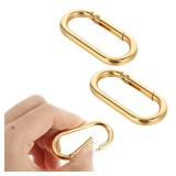 JJUNW 2Pcs Gold Carabiner, Gold Key Ring, Gold Carabiner Clip Oval Snap Clip, Metal Keychain Clip for Purse Strap Alloy Round Buckle Key Hook for Bags Purse Keychain Replacement