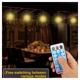 Dofulay Outdoor Lights Firework 120 LED Waterproof 8 Modes with Remote Wedding Decorative Hanging Lights for Party Patio Garden Warm White 2 Pack