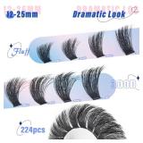 Lash Clusters 300D Thick Long 12-25mm Volume Cluster Eyelash Extensions 224Pcs Wispy Individual Lashes D Curl Waterproof Eyelash Clusters Soft False Eyelashes DIY at Home, by Yaiseiko