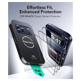 ESR 3 Pack for iPhone 17 Pro Max Screen Protector, Military-Grade Shatterproof, 9H Hardness, Full Coverage Tempered Glass with Ultra Fit Tray