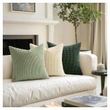 MIULEE Pack of 2 Pillow Covers 18x18 Inch Granules Soft Corduroy Christmas Decorative Throw Pillow Covers for Couch Cushion Sofa Bedroom Living Room, Dark Green