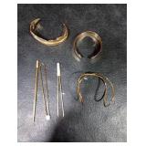 3 Pieces Gold Hair Accessory Set: Feather X-Shaped Bun Clip, Stick and Round Top